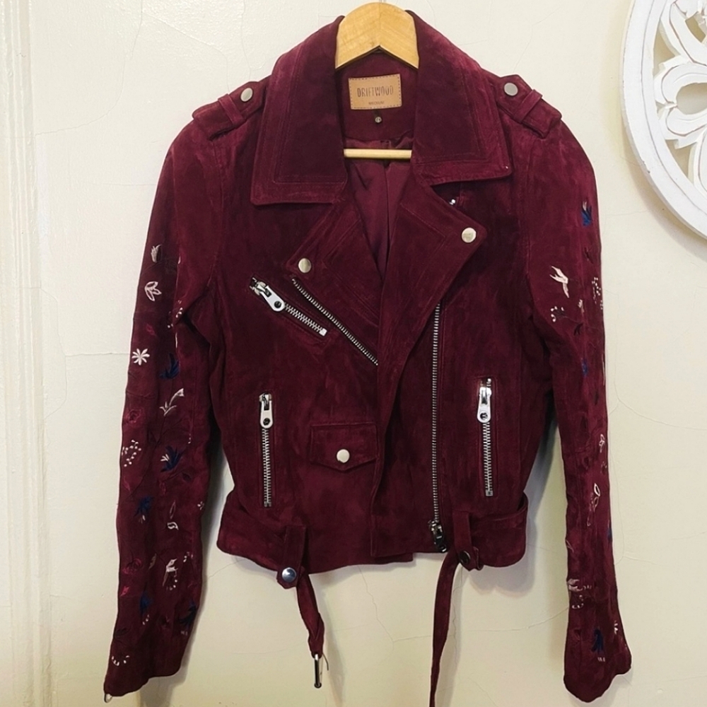Driftwood size M leather embroidered jacket